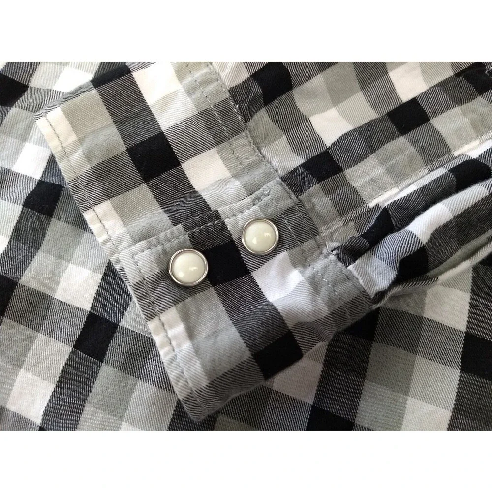 LEVIS Pearl Snap Shirt Mens XXL Plaid Buffalo Check Western Sawtooth Pockets 2XL